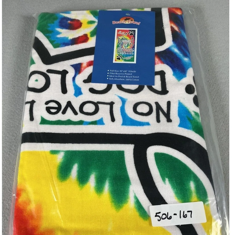 Dog Beach Towel 30x60 Southern Puppy Life Tie Dye Paw Print Pet‎ Lover New